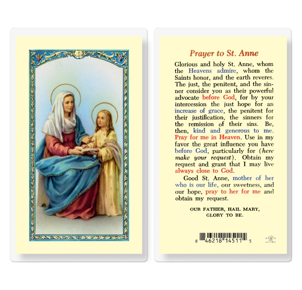 Saint Anne Laminated Holy Card