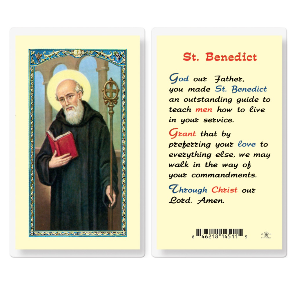 Saint Benedict God Our Father Laminated Holy Card