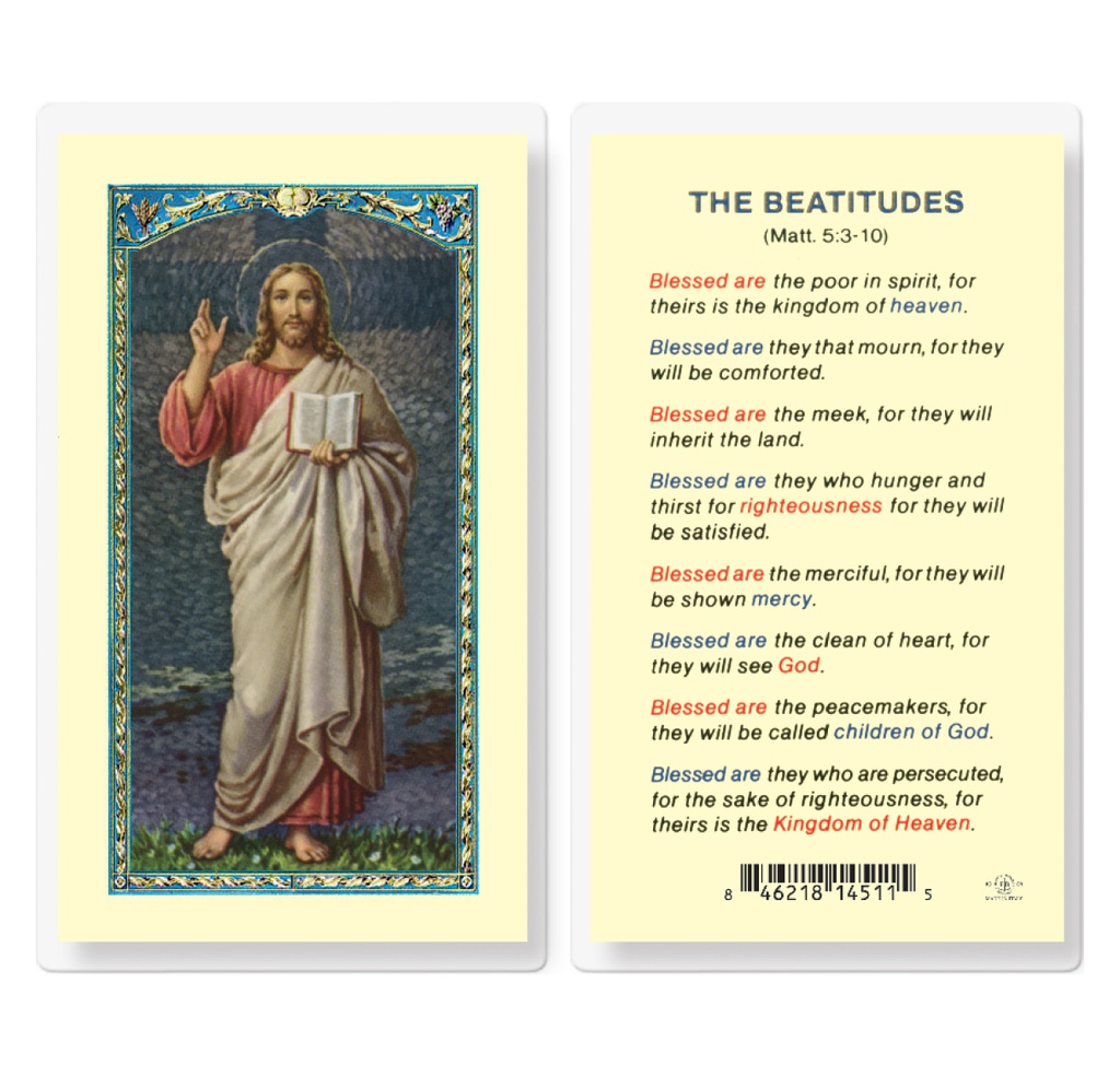 The Beatitudes the Christ Blessing Laminated Holy Card