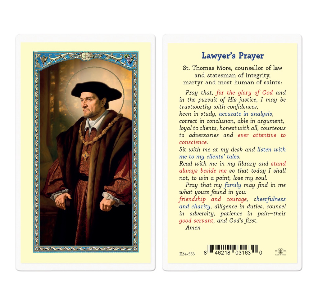St. Thomas More Laminated Holy Card