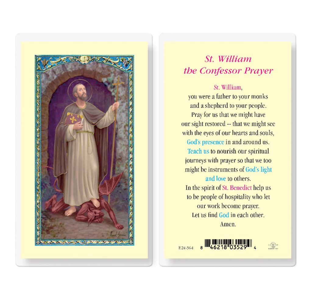 Saint William Laminated Holy Card