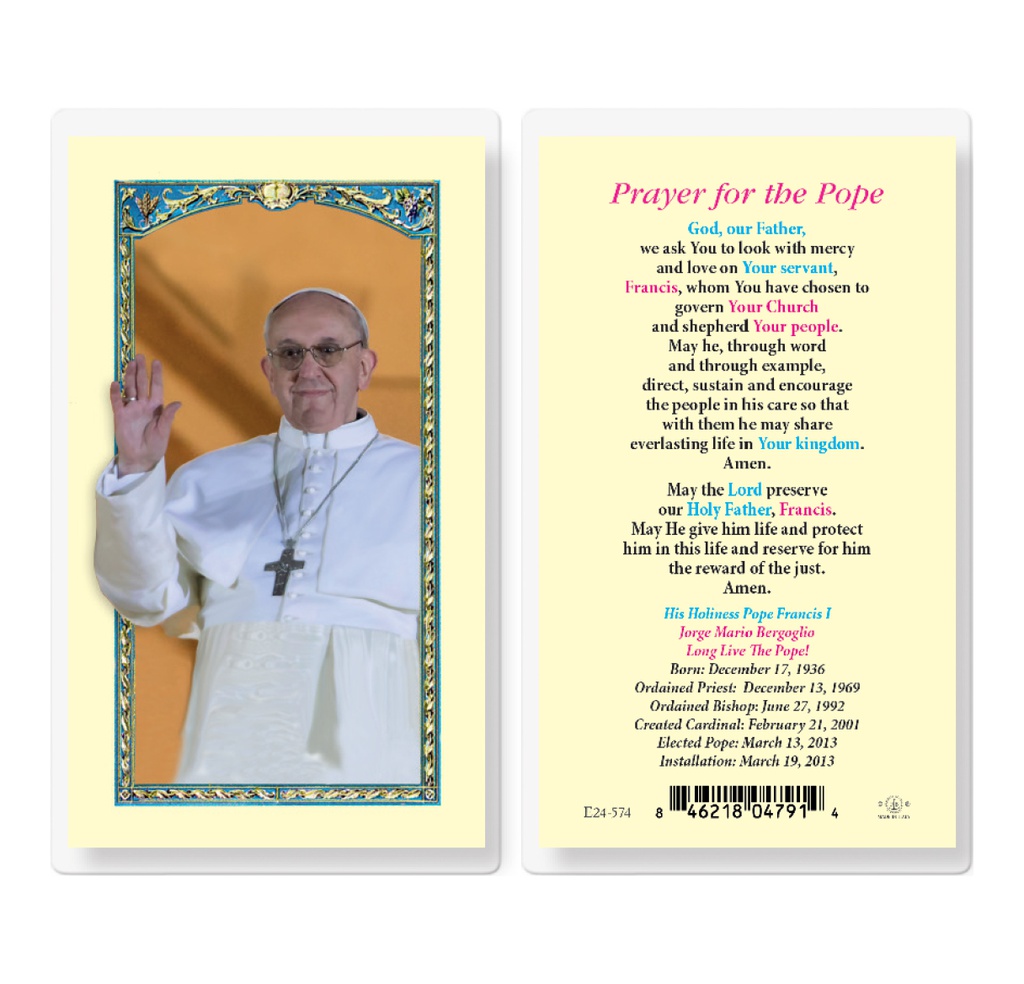 Pope Francis Laminated Holy Card