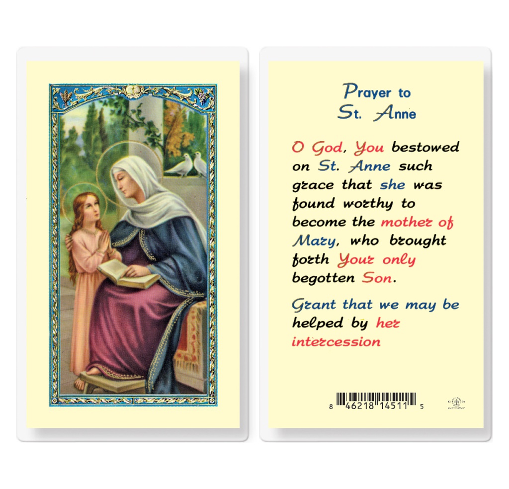 Saint Anne Laminated Holy Card