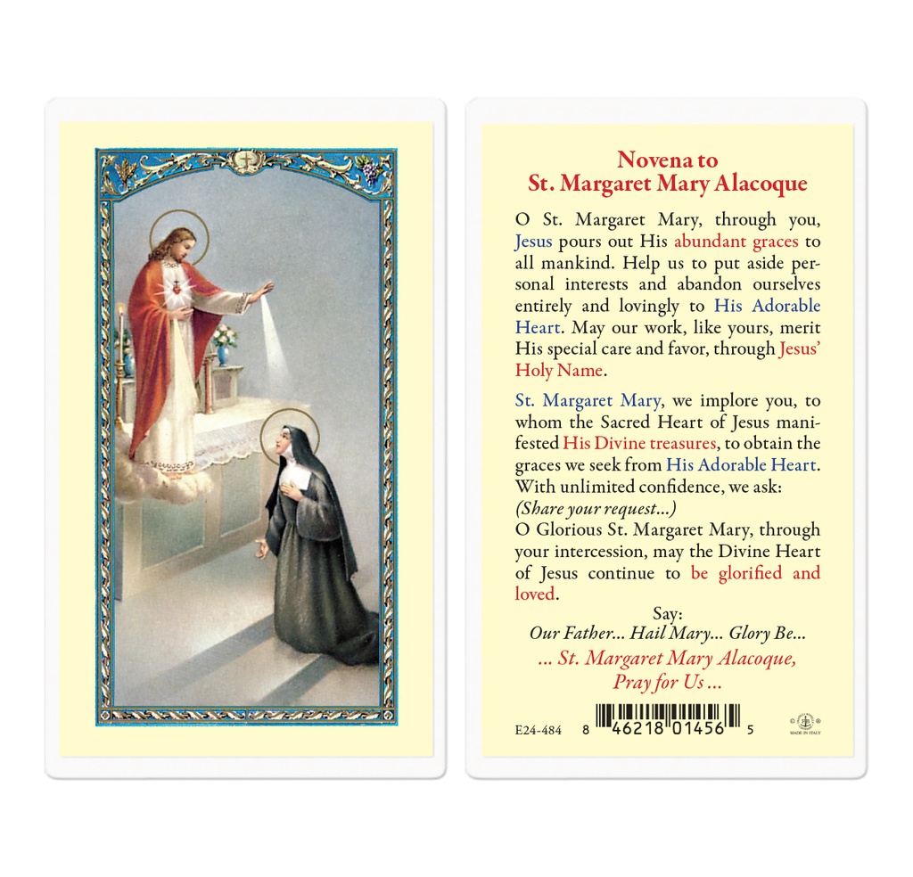 Saint Margaret Mary Alacoque Laminated Holy Card
