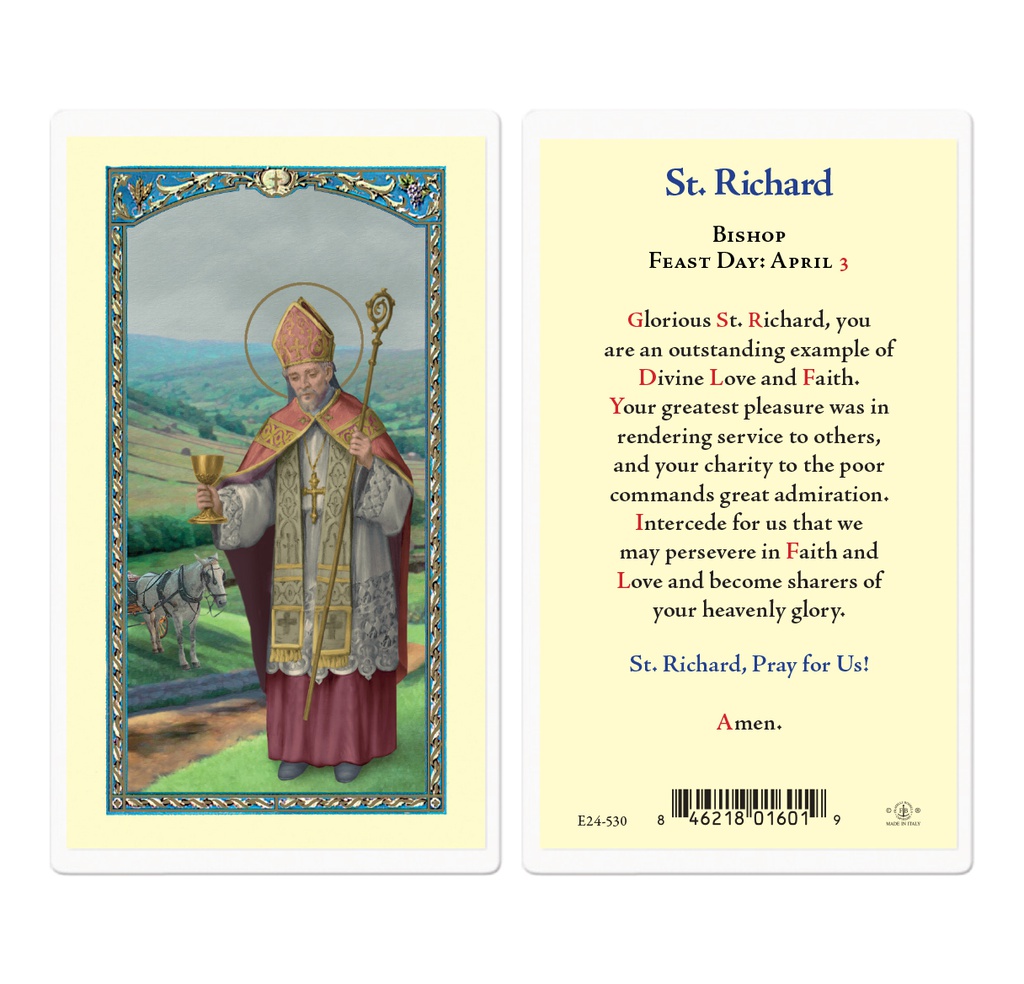 Saint Richard Laminated Holy Card