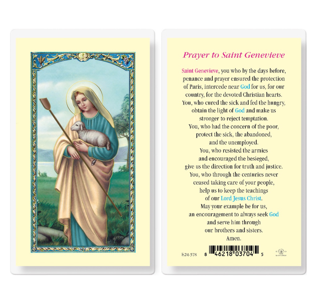 Saint Genevieve Laminated Holy Card