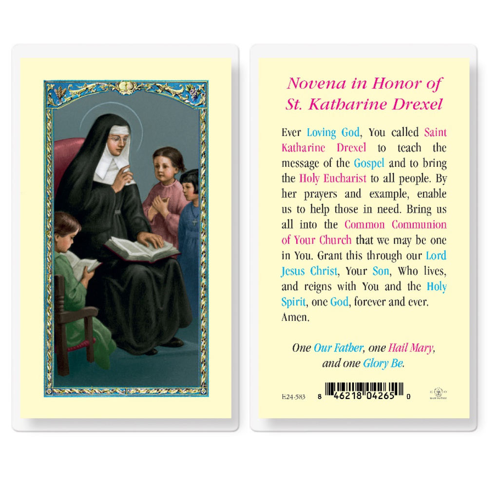 Saint Katharine Drexel Laminated Holy Card