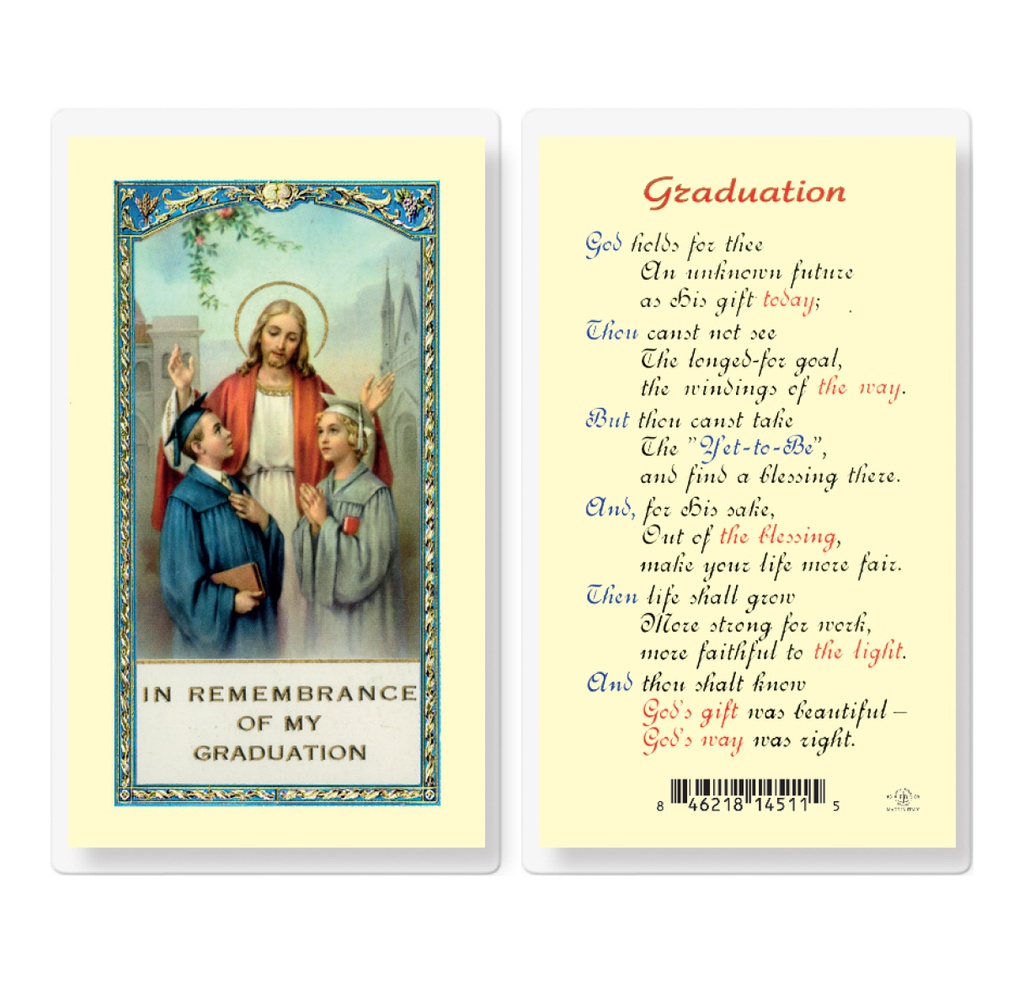 Graduation with Prayer for Future Laminated Holy Card