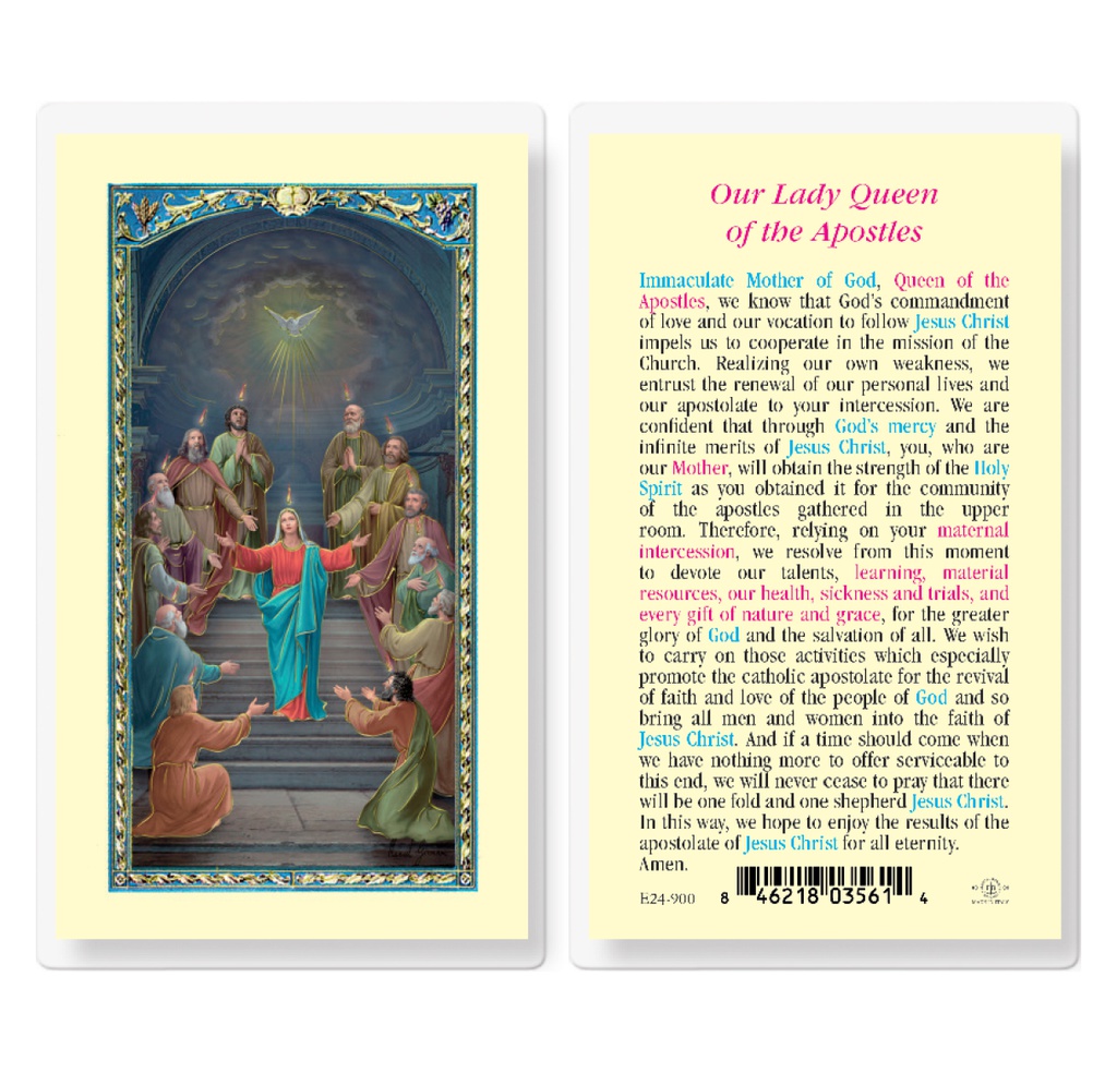 Our Lady Queen of the Apostles Laminated Holy Card