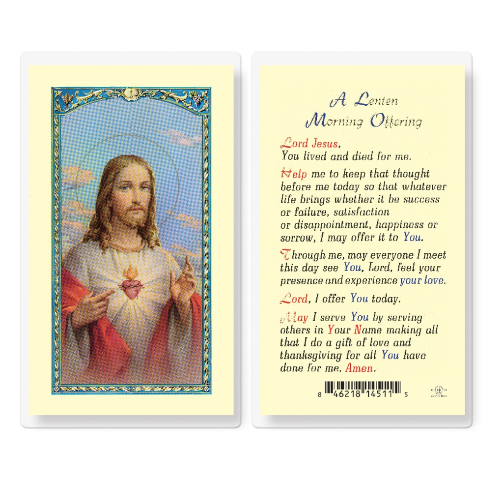 A Lenten Morning Offering Laminated Holy Card
