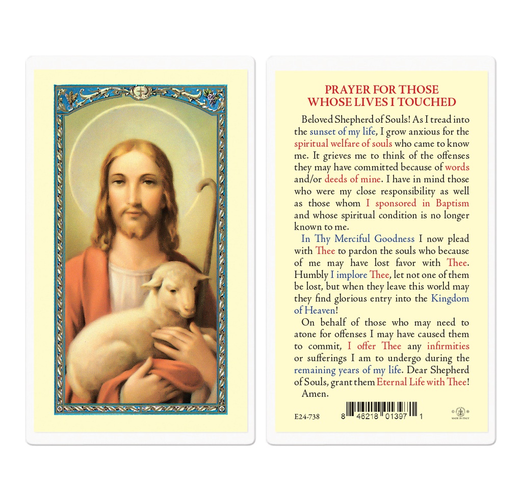 Prayer for Whose Lives I Touch Laminated Holy Card