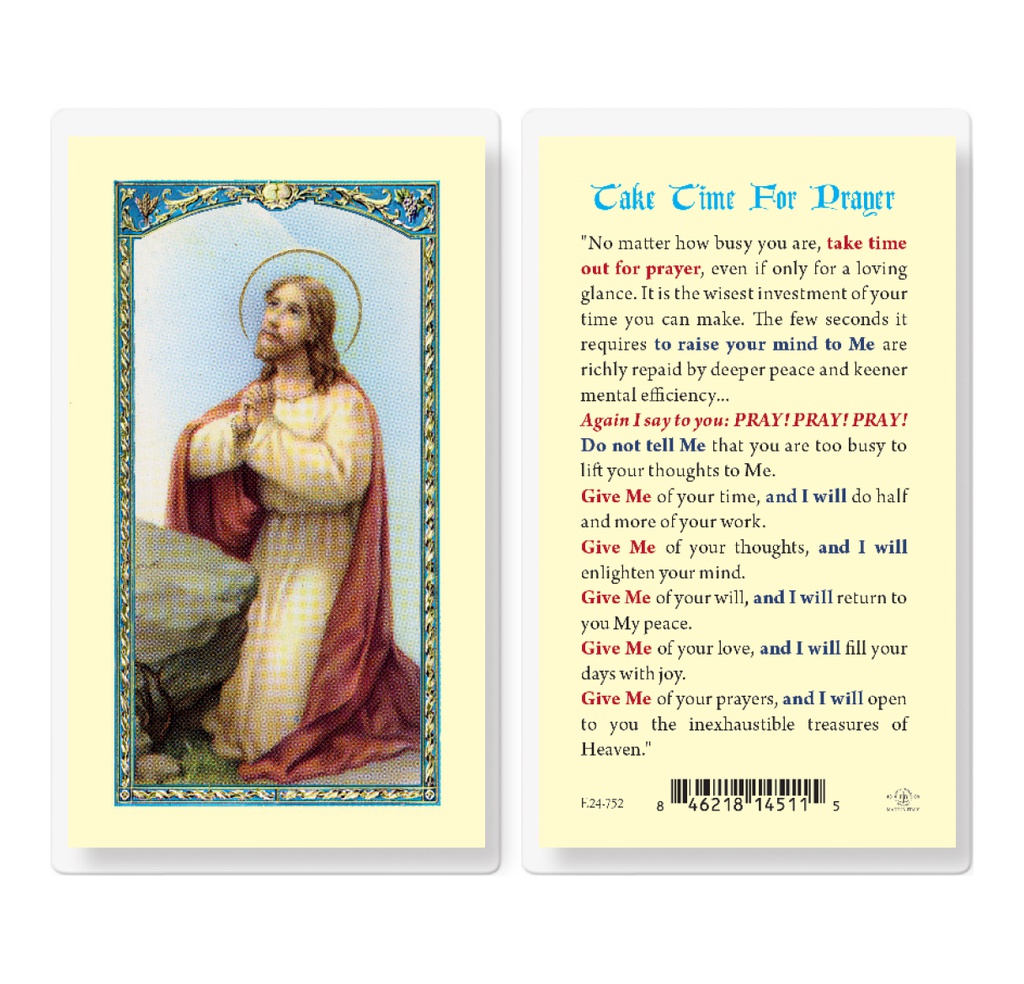 Take Time for Prayer Laminated Holy Card