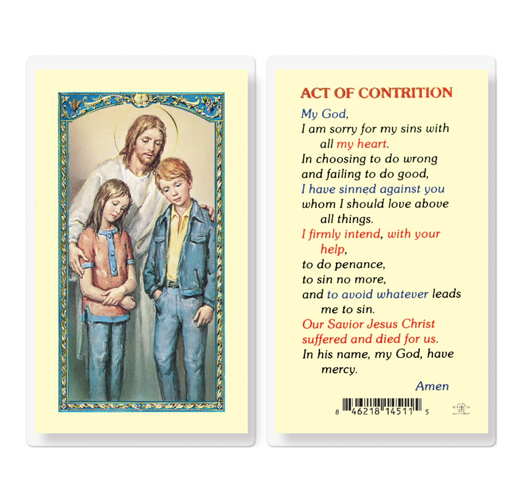 Act of Contrition the Comforter Laminated Holy Card