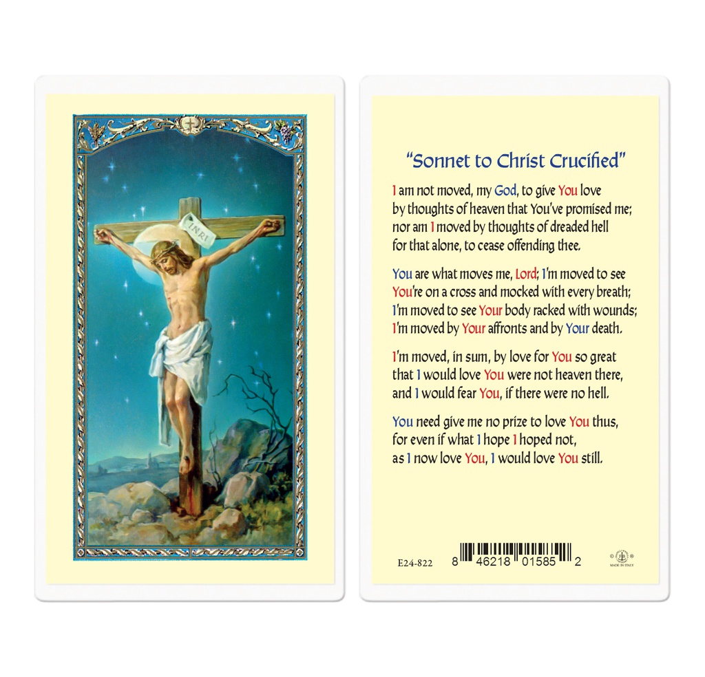Sonnet to Christ Crucified Laminated Holy Card