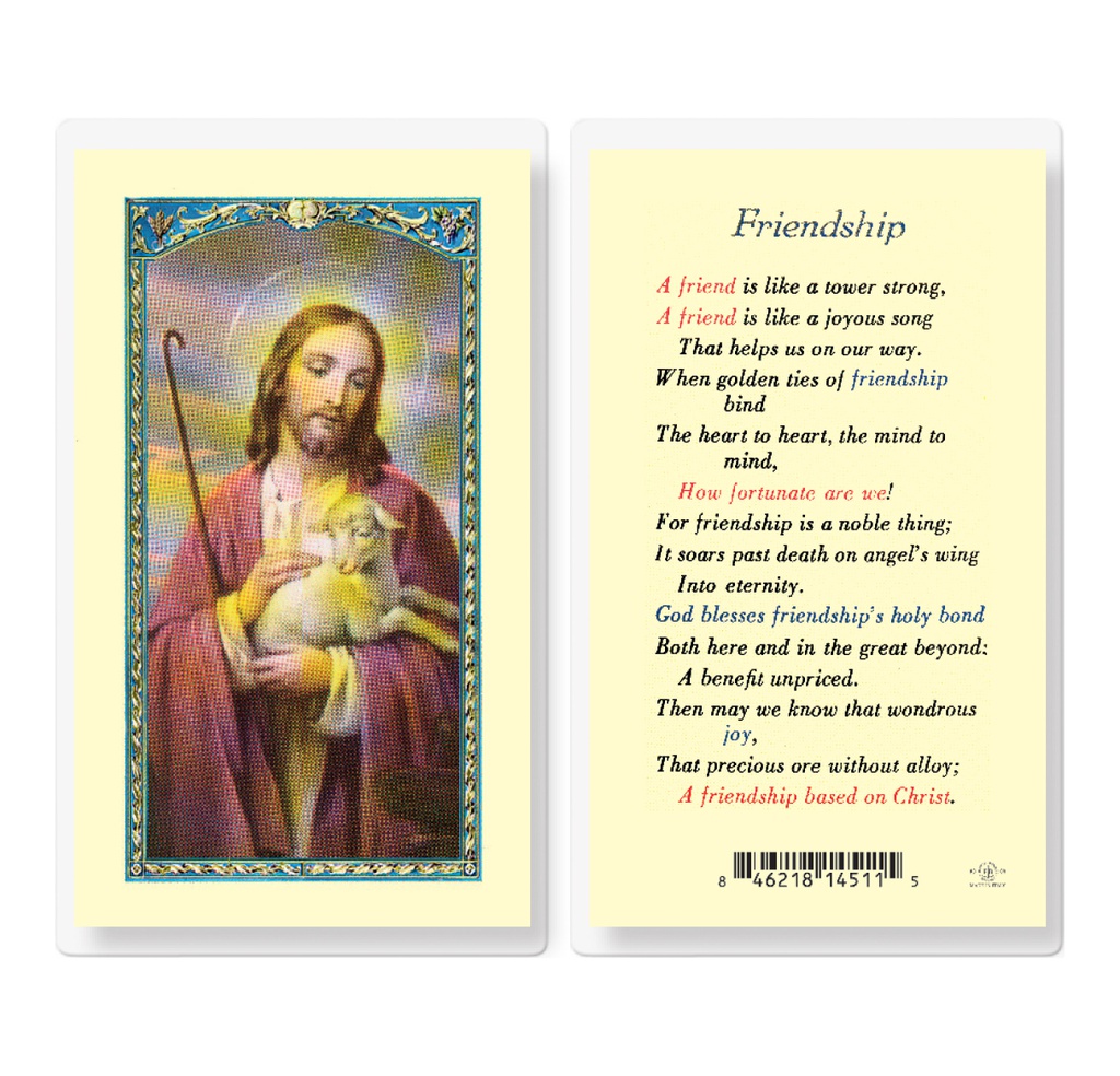 Friendship Laminated Holy Card