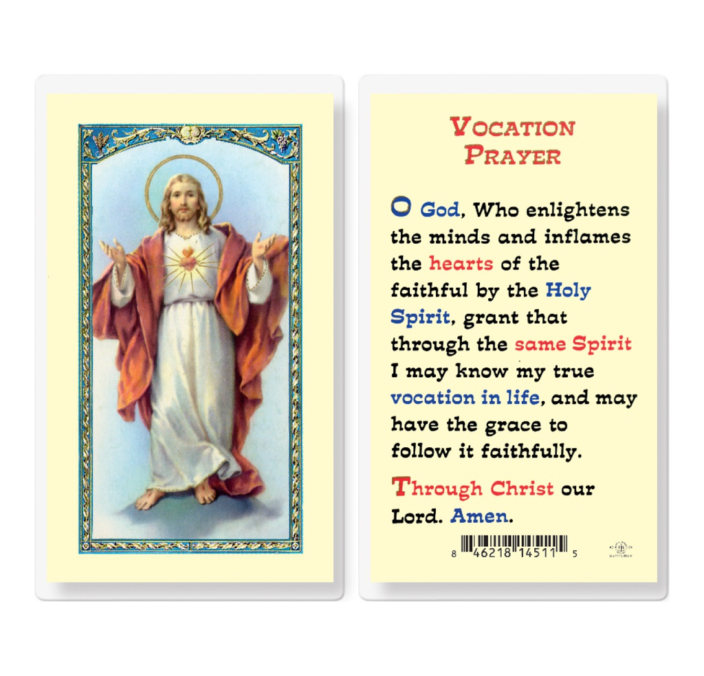 Vocation Prayer Laminated Holy Card