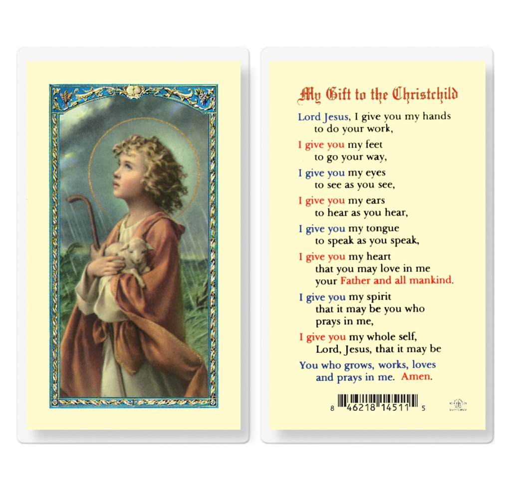 My Gifts to the Christ Child Laminated Holy Card