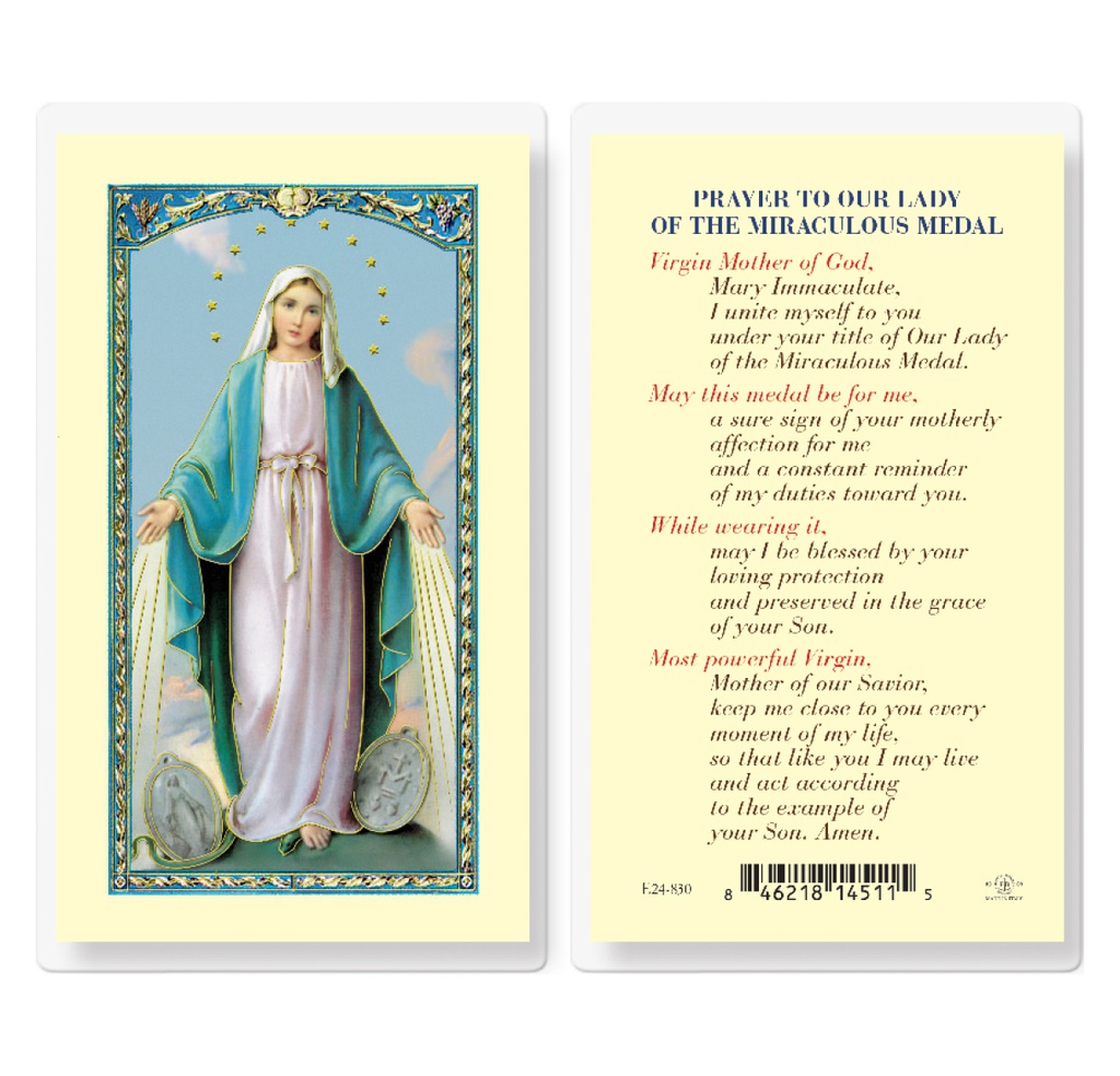 Our Lady of the Miraculous Medal Laminated Holy Card