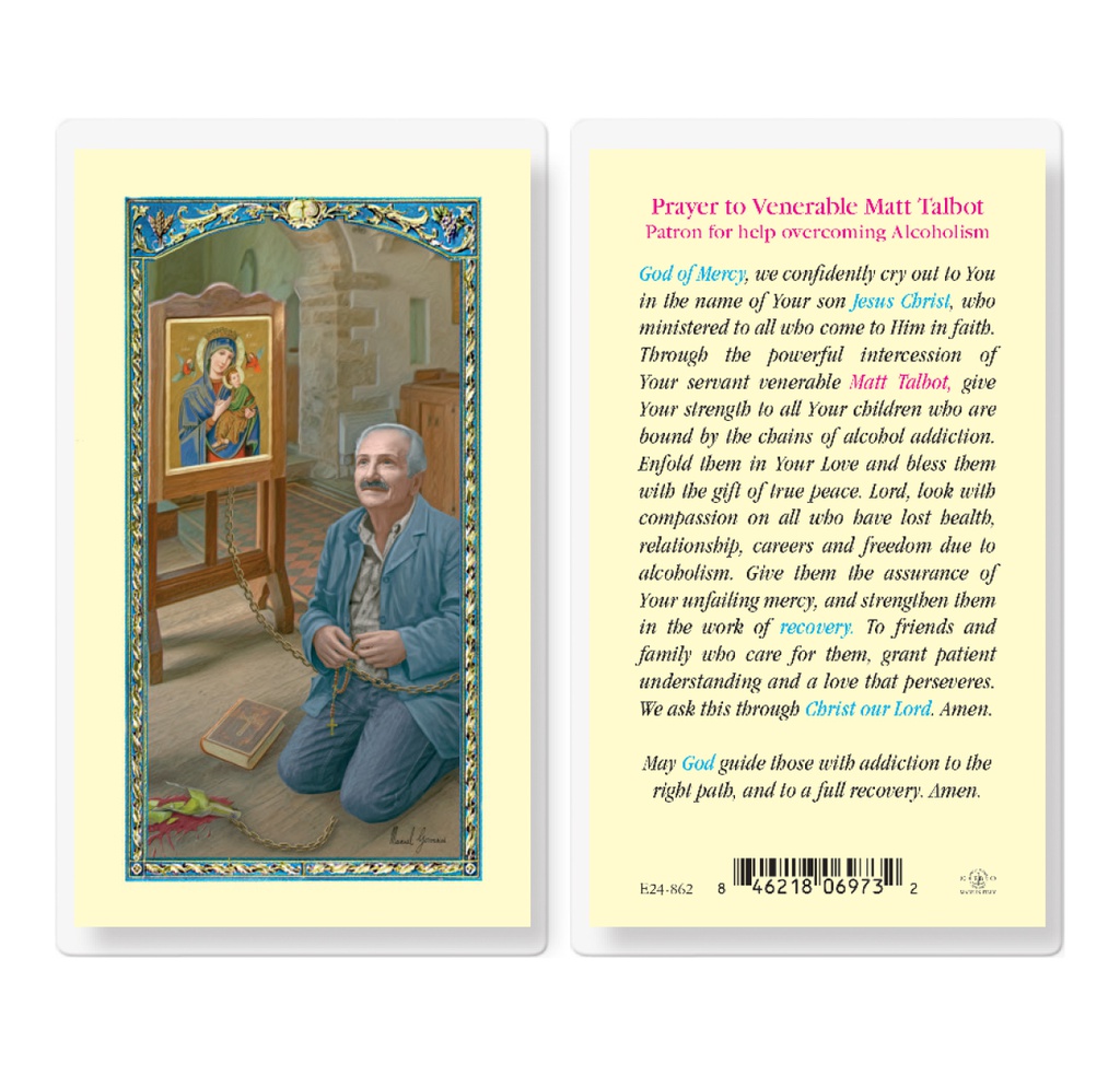 Matt Talbot Laminated Holy Card