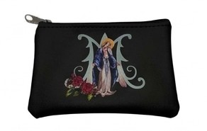 Our Lady of Grace Zipper Rosary Pouch - Black