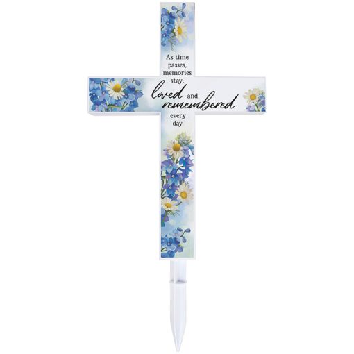 “Memories Stay” Solar Cross Stake
