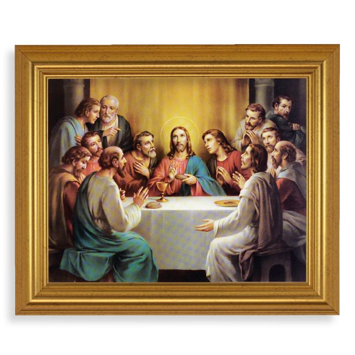 10" x 12" Gold Leaf Finish Frame with 8" x 10" Bonella: Last Supper Art