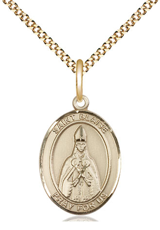 14kt Gold Filled Saint Blaise Pendant on a 18 inch Gold Plate Light Curb chain