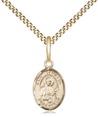 14kt Gold Filled Saint Camillus of Lellis Pendant on a 18 inch Gold Plate Light Curb chain