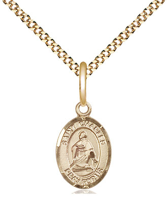 14kt Gold Filled Saint Charles Borromeo Pendant on a 18 inch Gold Plate Light Curb chain