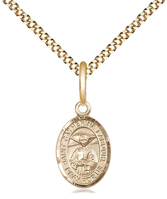 14kt Gold Filled Saint Catherine Laboure Pendant on a 18 inch Gold Plate Light Curb chain