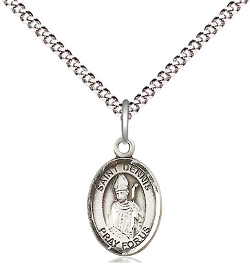 Sterling Silver Saint Dennis Pendant on a 18 inch Light Rhodium Light Curb chain