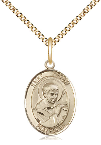 14kt Gold Filled Saint Robert Bellarmine Pendant on a 18 inch Gold Plate Light Curb chain