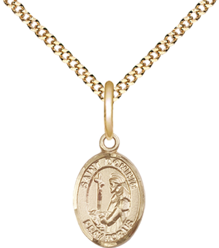 14kt Gold Filled Saint Dominic de Guzman Pendant on a 18 inch Gold Plate Light Curb chain