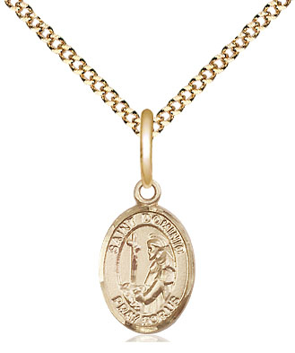 14kt Gold Filled Saint Dominic de Guzman Pendant on a 18 inch Gold Plate Light Curb chain