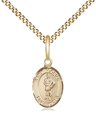 14kt Gold Filled Saint Florian Pendant on a 18 inch Gold Plate Light Curb chain