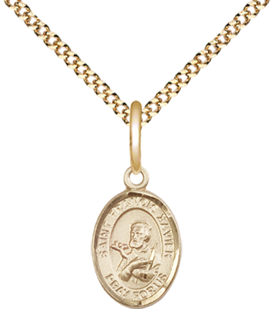 14kt Gold Filled Saint Francis Xavier Pendant on a 18 inch Gold Plate Light Curb chain