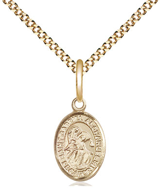 14kt Gold Filled Saint Gabriel the Archangel Pendant on a 18 inch Gold Plate Light Curb chain