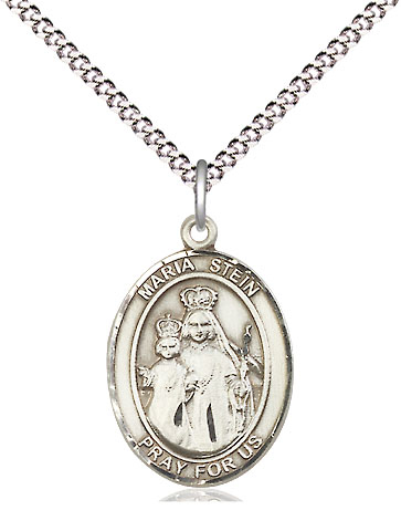 Sterling Silver Maria Stein Pendant on a 18 inch Light Rhodium Light Curb chain