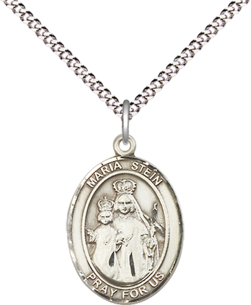 Sterling Silver Maria Stein Pendant on a 18 inch Light Rhodium Light Curb chain