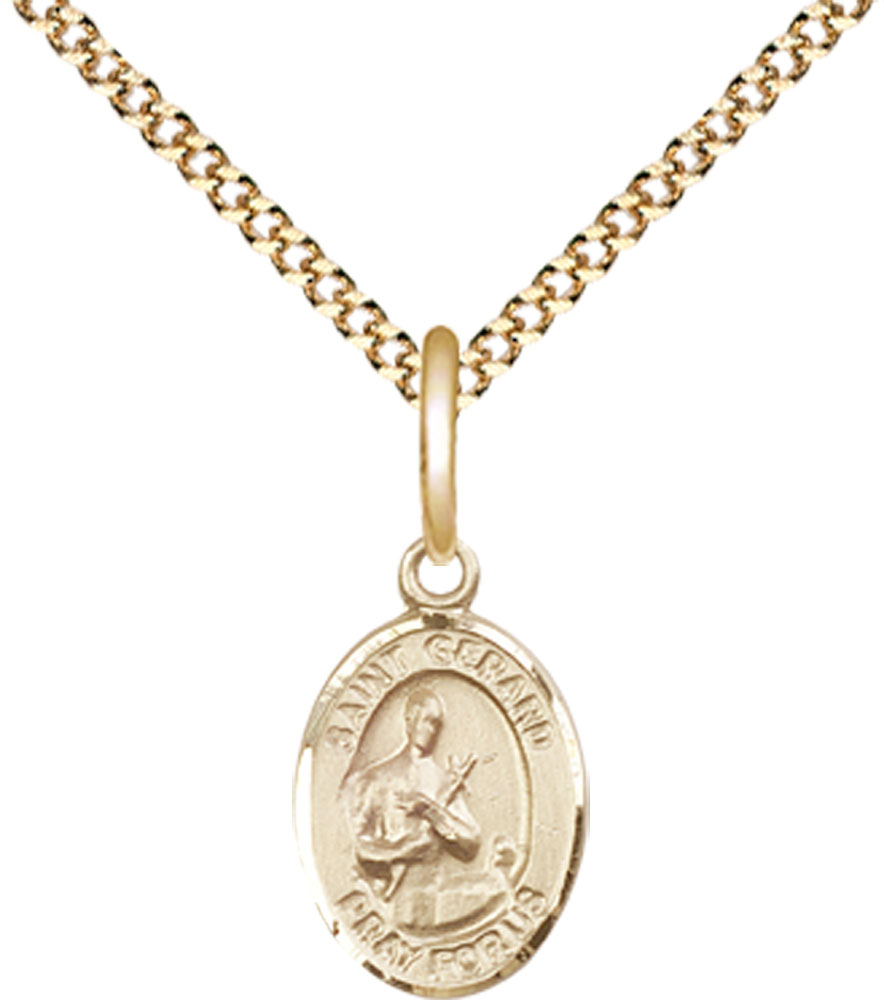 14kt Gold Filled Saint Gerard Majella Pendant on a 18 inch Gold Plate Light Curb chain