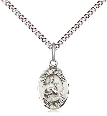 Sterling Silver Saint Gerard Majella Pendant on a 18 inch Light Rhodium Light Curb chain