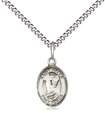 Sterling Silver Saint Helen Pendant on a 18 inch Light Rhodium Light Curb chain