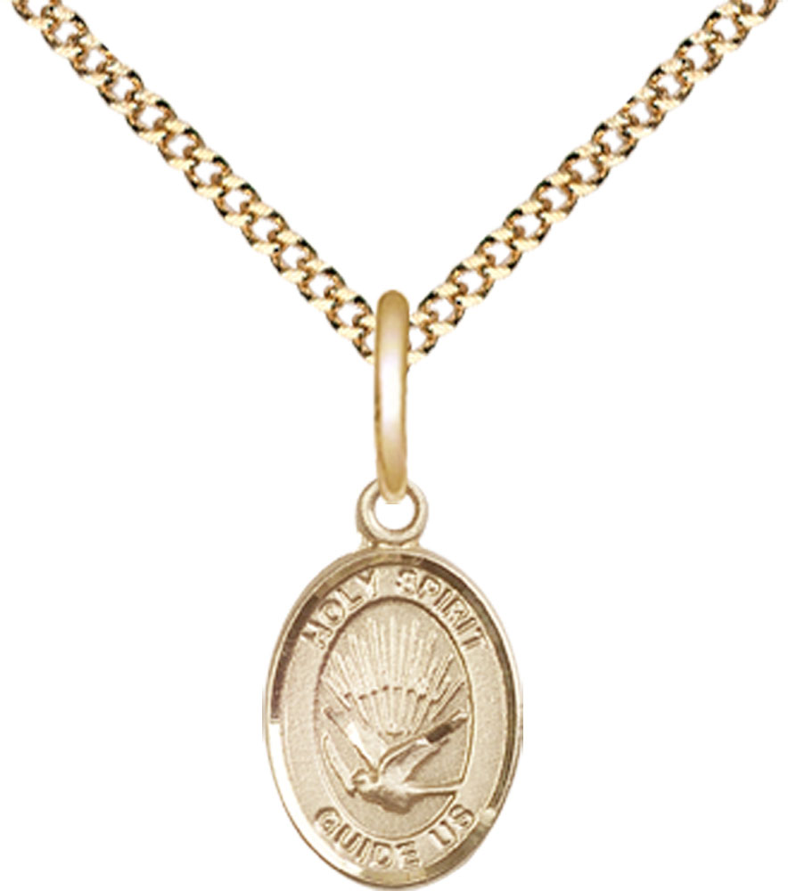 14kt Gold Filled Holy Spirit Pendant on a 18 inch Gold Plate Light Curb chain