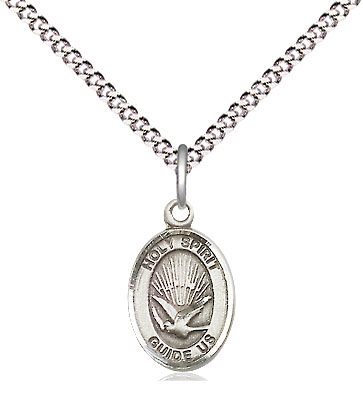 Sterling Silver Holy Spirit Pendant on a 18 inch Light Rhodium Light Curb chain