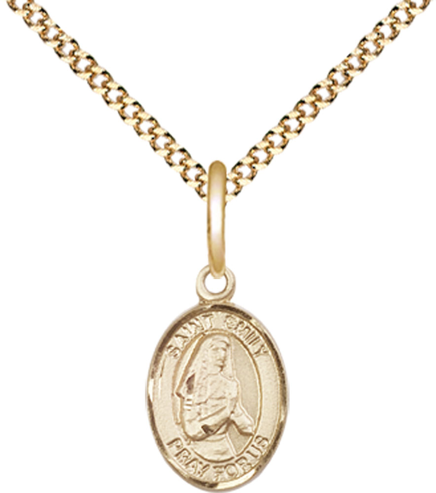 14kt Gold Filled Saint Emily de Vialar Pendant on a 18 inch Gold Plate Light Curb chain