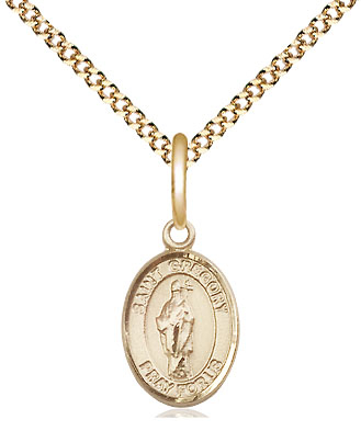 14kt Gold Filled Saint Gregory the Great Pendant on a 18 inch Gold Plate Light Curb chain