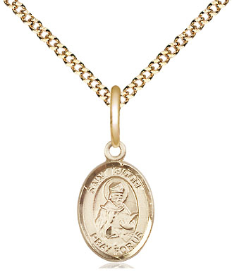 14kt Gold Filled Saint Isidore of Seville Pendant on a 18 inch Gold Plate Light Curb chain