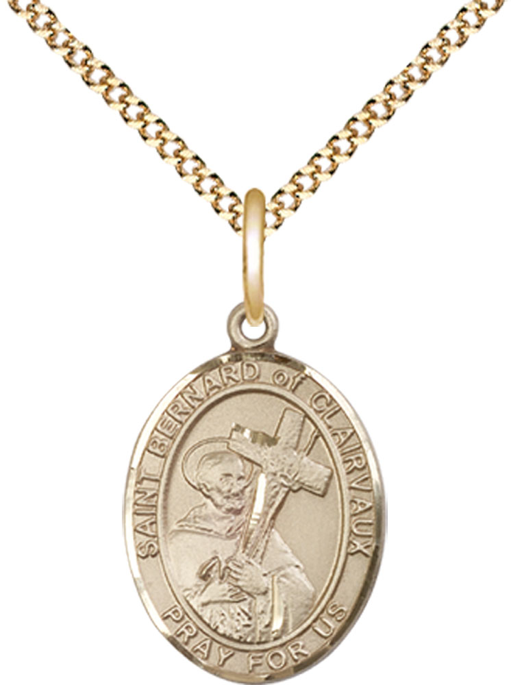 14kt Gold Filled Saint Bernard of Clairvaux Pendant on a 18 inch Gold Plate Light Curb chain