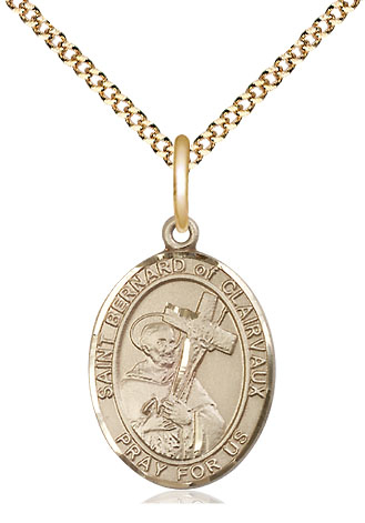 14kt Gold Filled Saint Bernard of Clairvaux Pendant on a 18 inch Gold Plate Light Curb chain