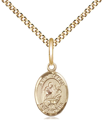 14kt Gold Filled Saint Jason Pendant on a 18 inch Gold Plate Light Curb chain